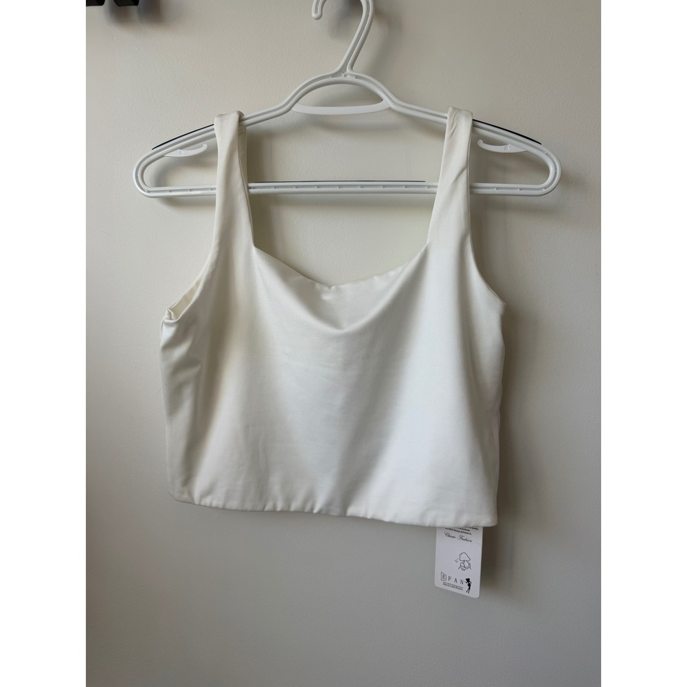 EFAN White Square Neck Crop Tank Top Sleeveless Basic Minimalist Medium NWT
